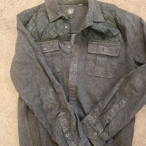 Men's Quilted Black and Gray Jacket Volcom Large